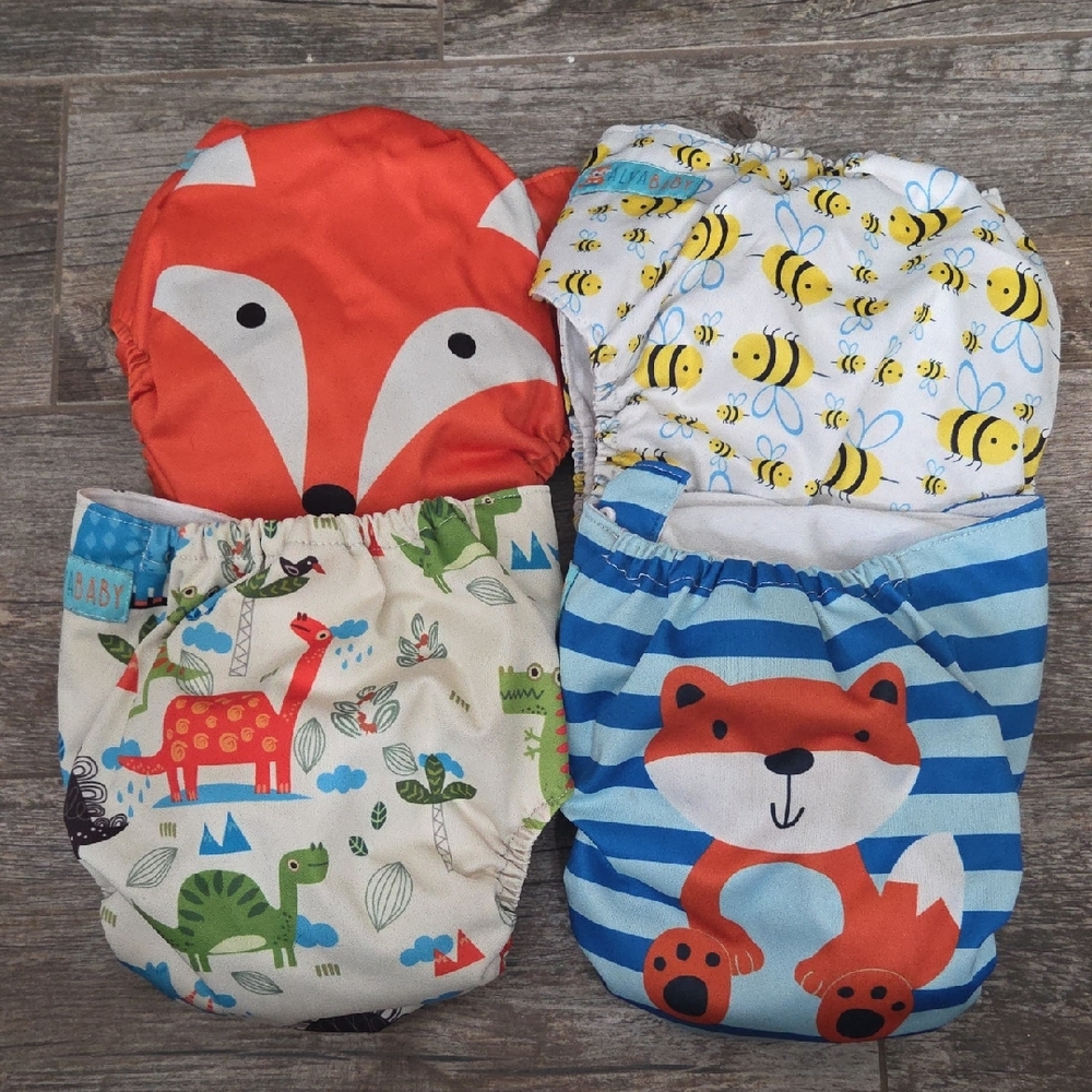 Alva Baby Fox and Bee Print Pocket Cloth Diapers